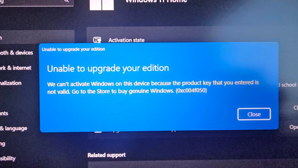 Upgrade Windows 11 Home to Pro : Unable to upgrade your edition ...